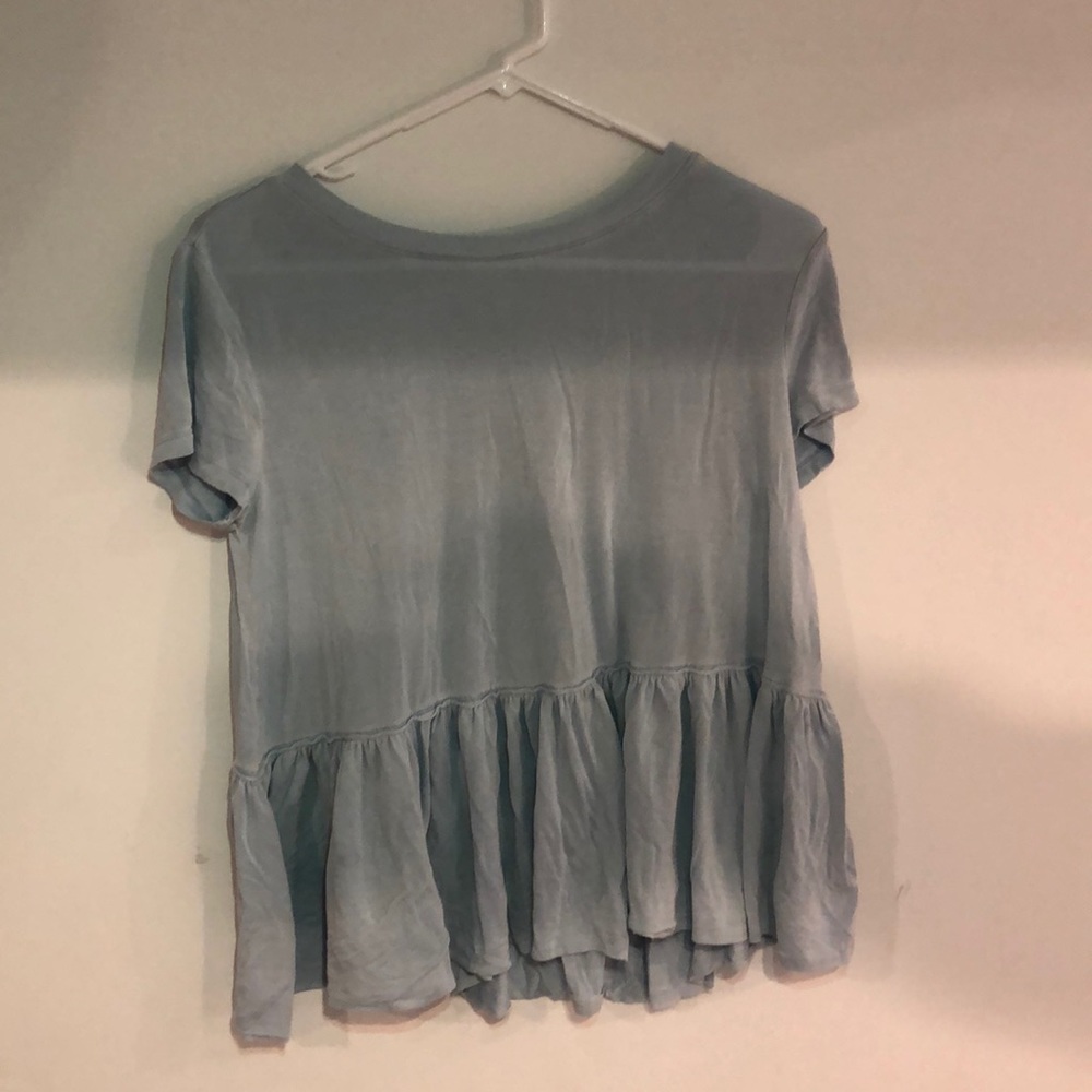 light blue peplum top